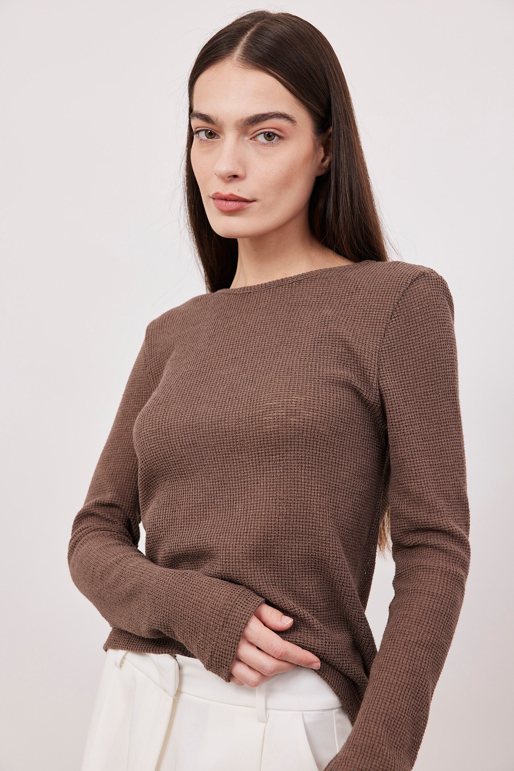 חולצת סריג ארוכה שקפקפה