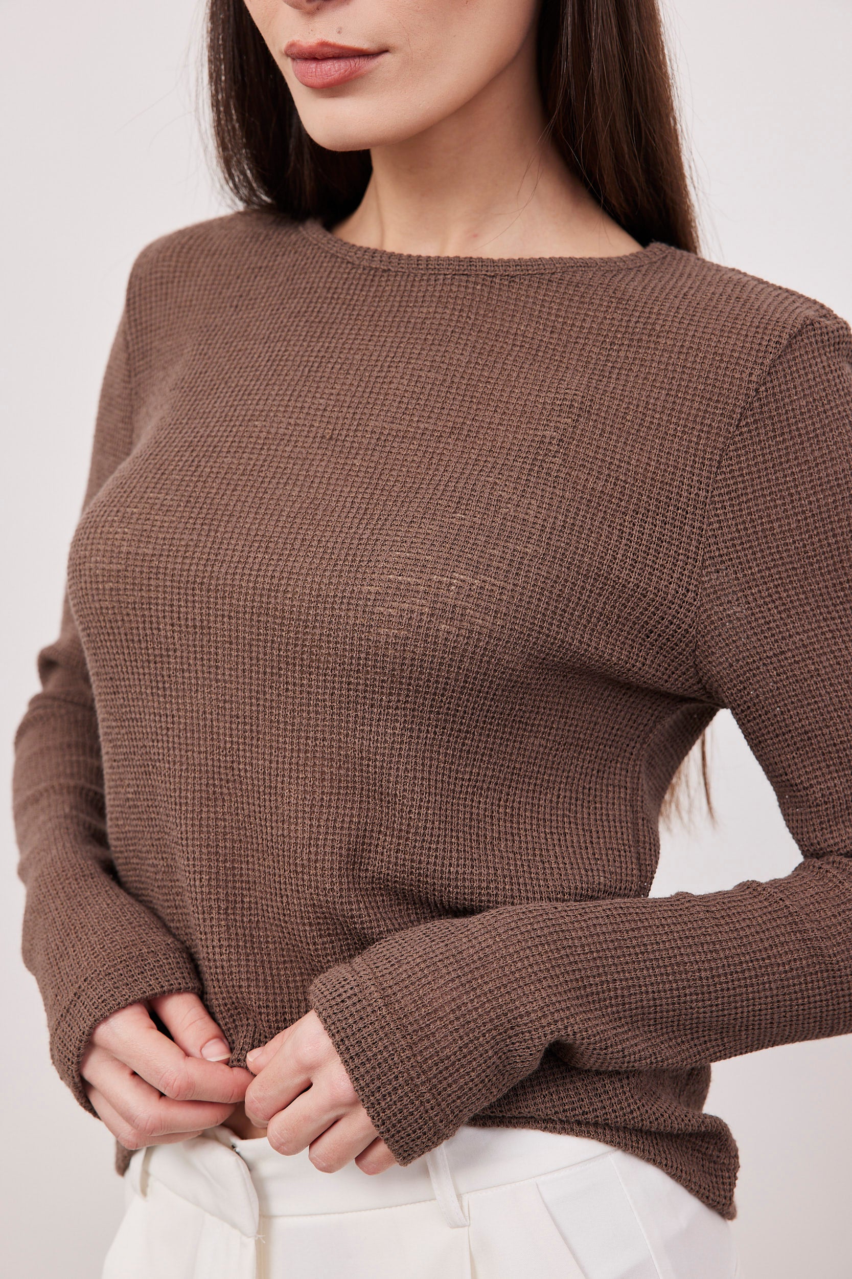 חולצת סריג ארוכה שקפקפה