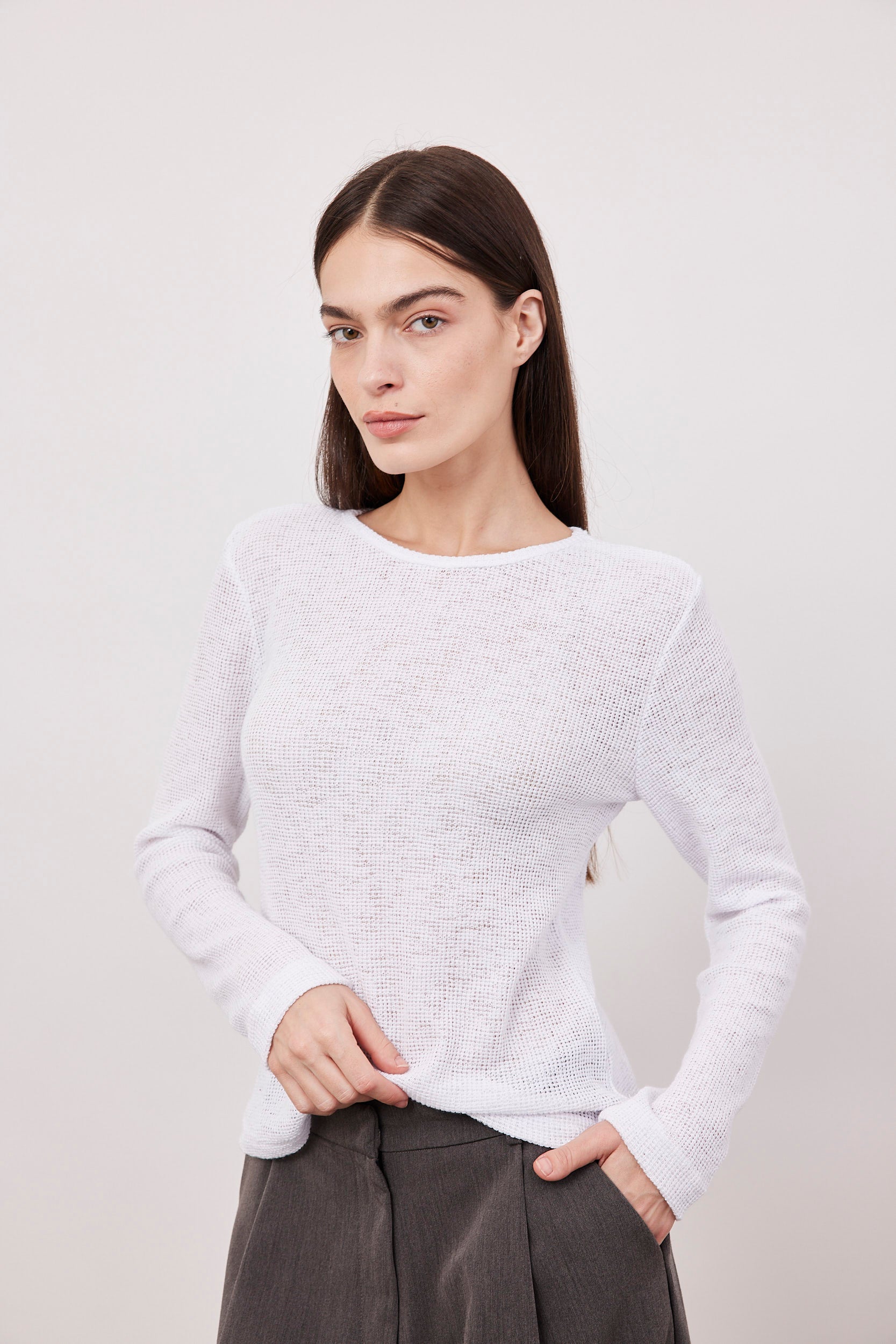 חולצת סריג ארוכה שקפקפה