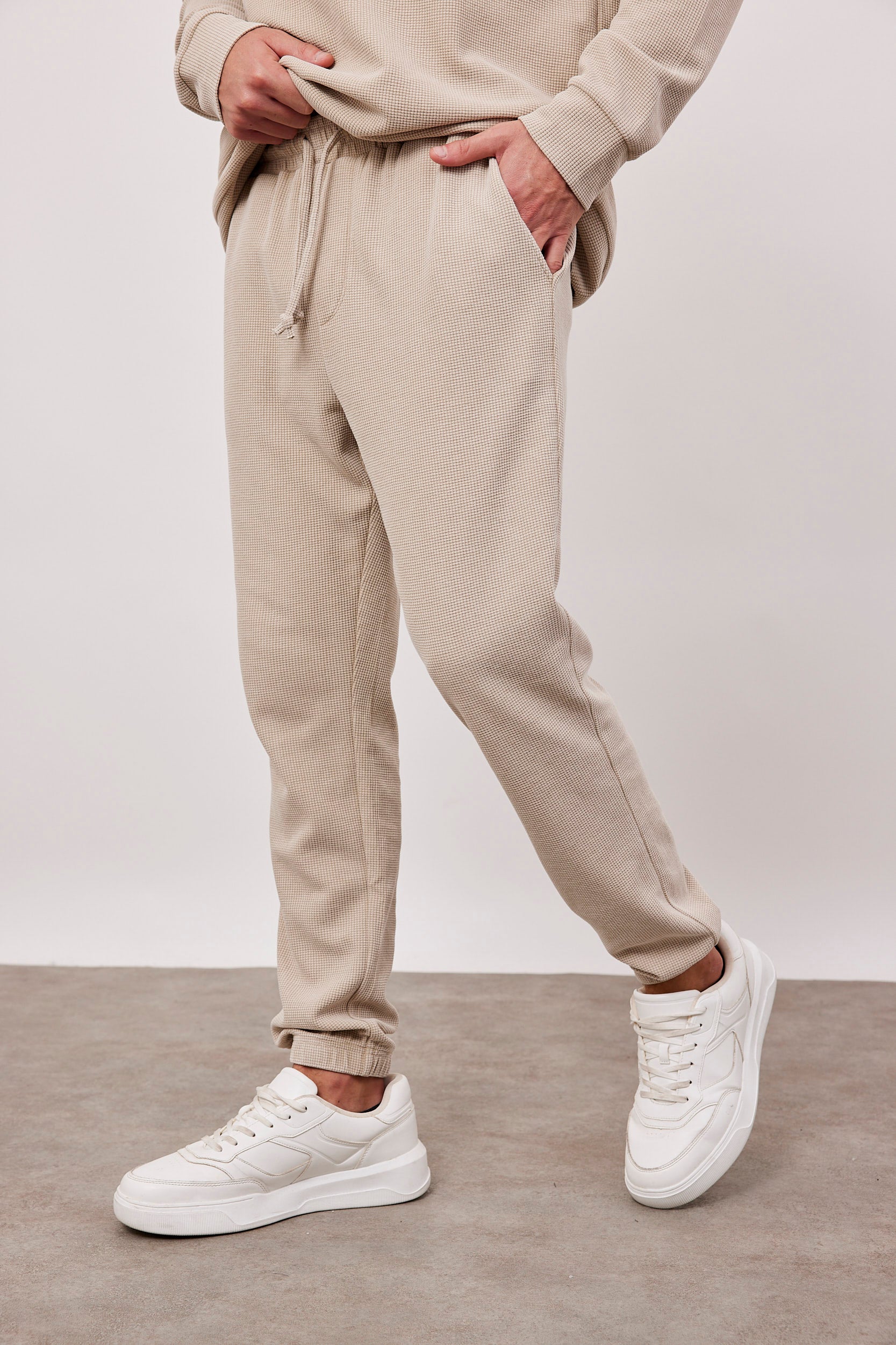 מכנסי בד וופל בסיומת גומי