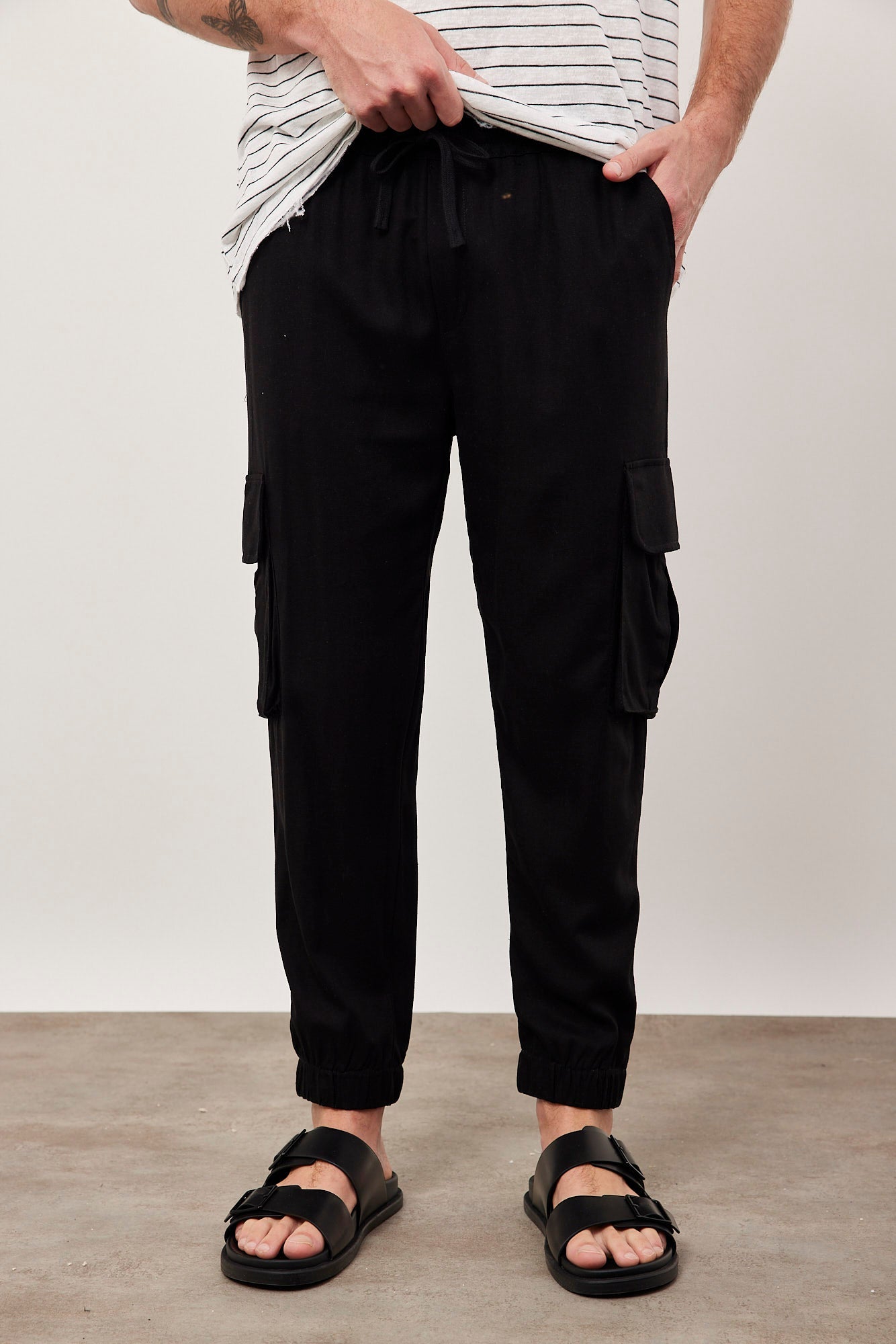 מכנסי גומי בשילוב פשתן - ITAY BRANDS