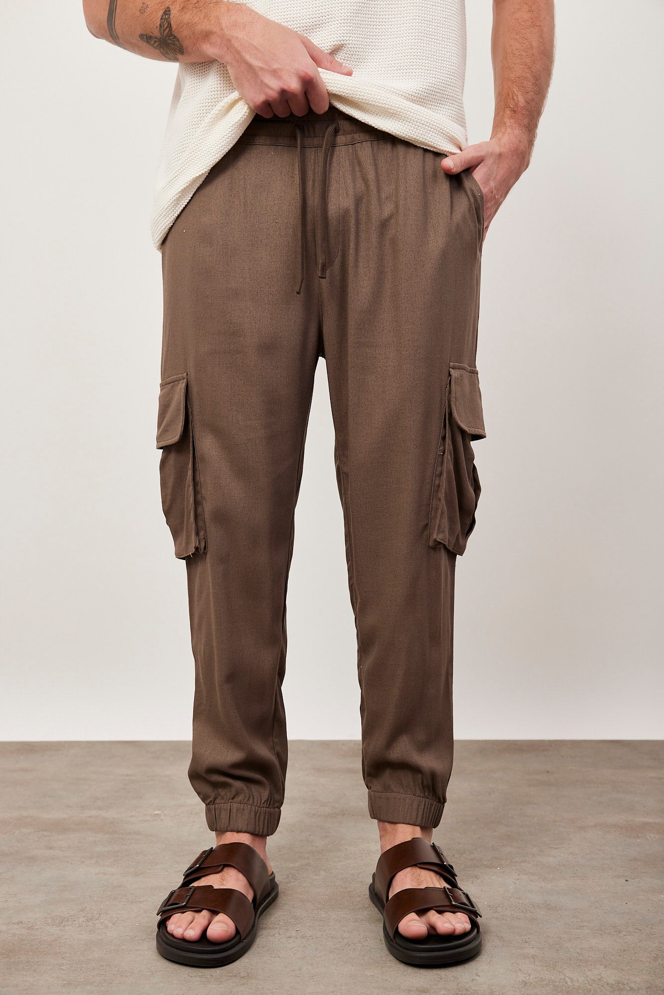 מכנסי גומי בשילוב פשתן - ITAY BRANDS