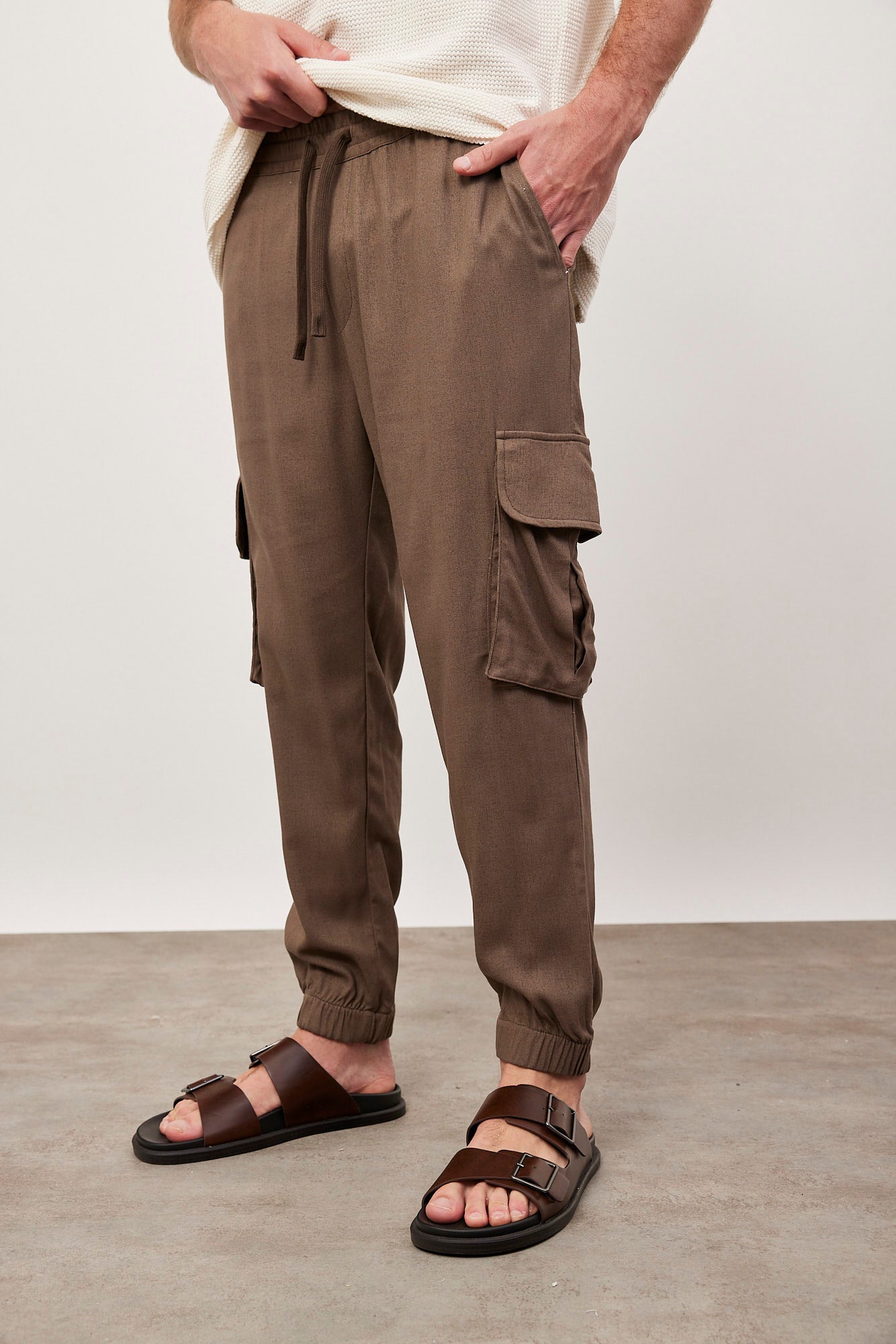 מכנסי גומי בשילוב פשתן - ITAY BRANDS