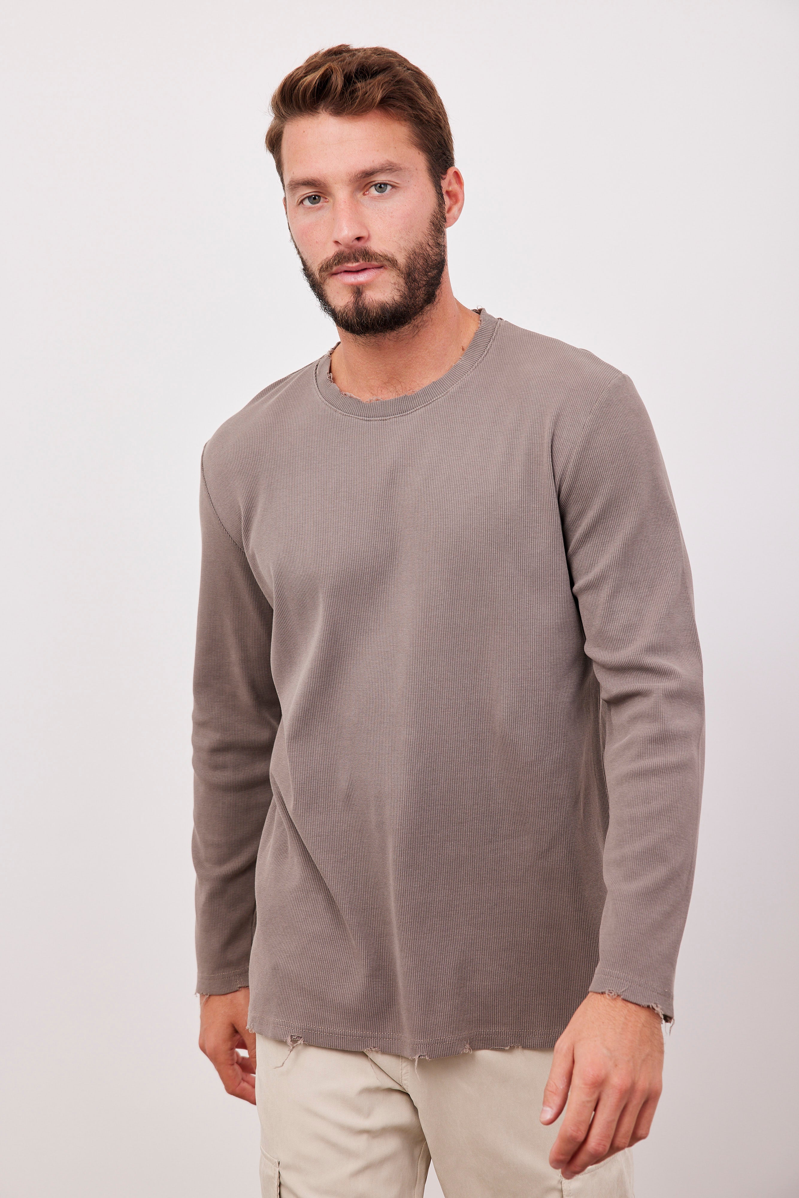 חולצה ארוכה בטקסטורת פסים בסיומת פרומה - ITAY BRANDS