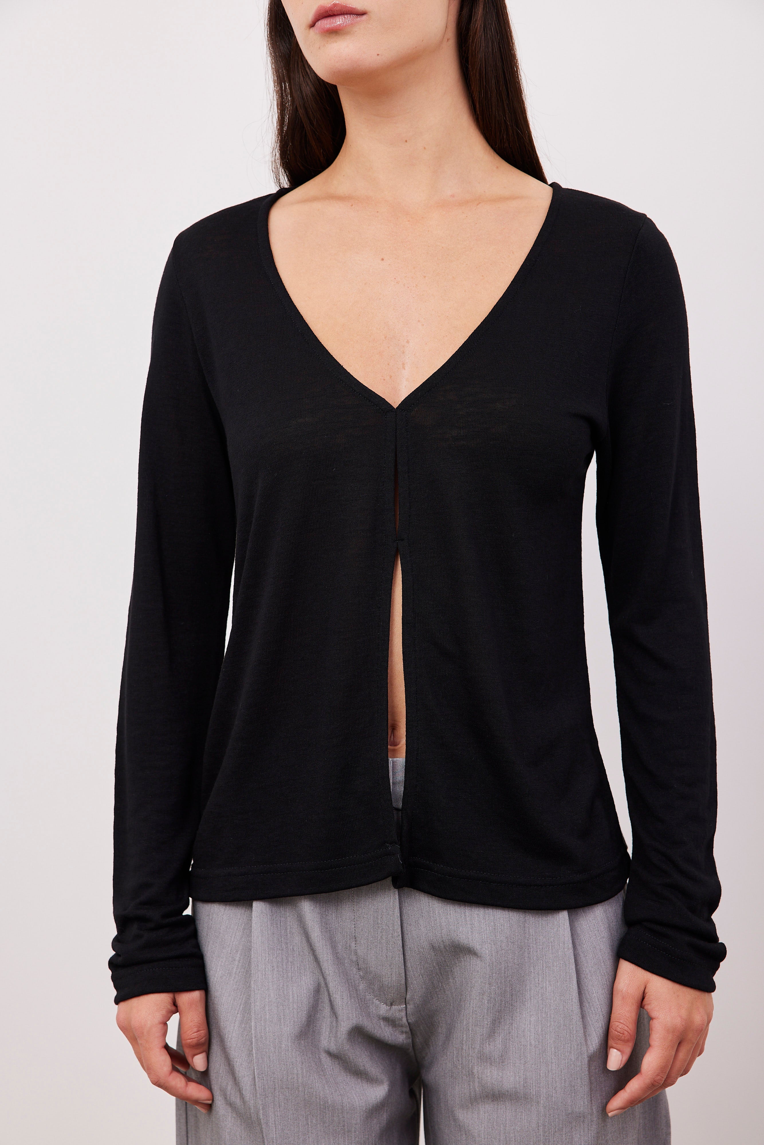 חולצה ארוכה במראה פשתן פתח קדמי - ITAY BRANDS