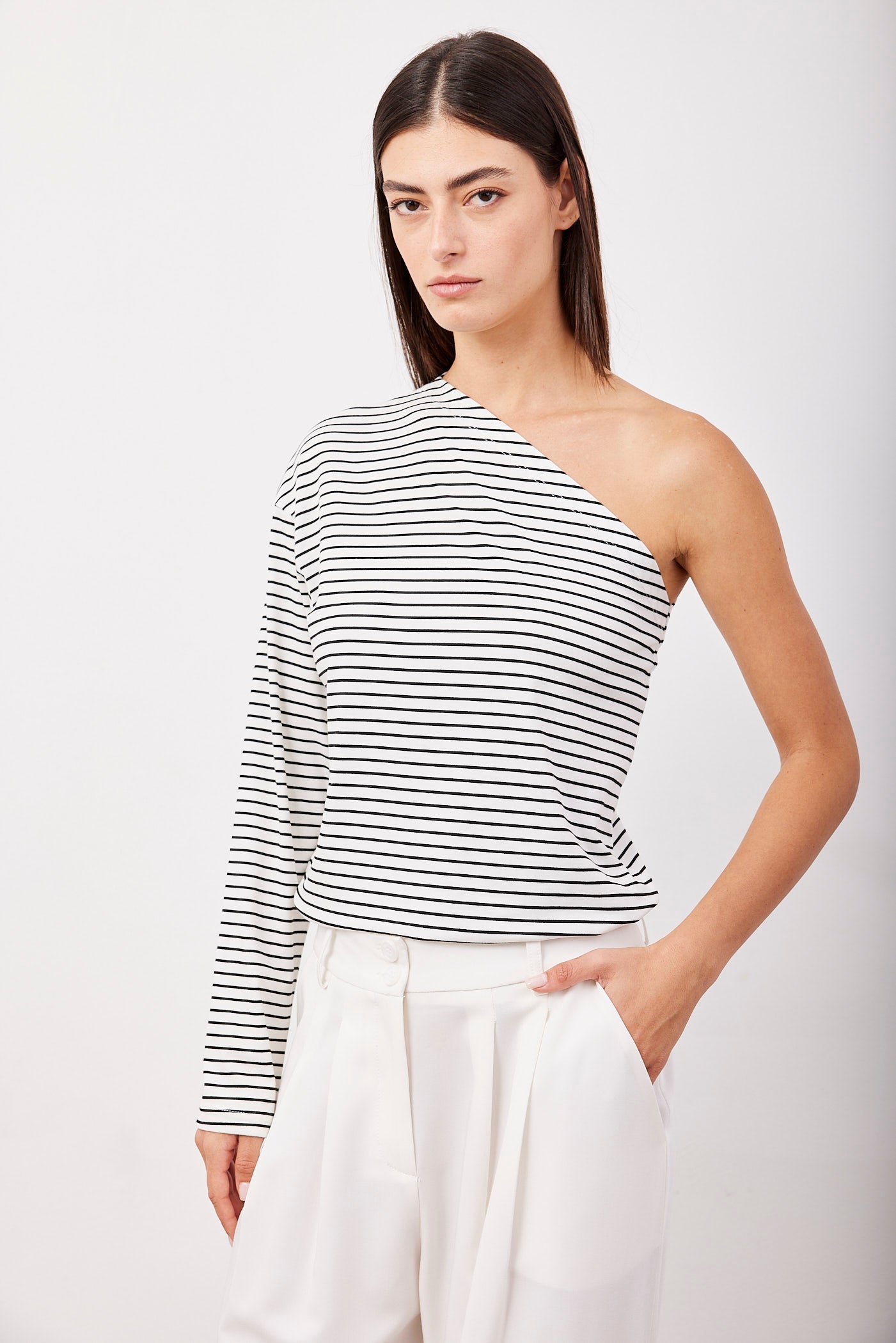 חולצת וואן שולדר ארוכה בהדפס פסים - ITAY BRANDS