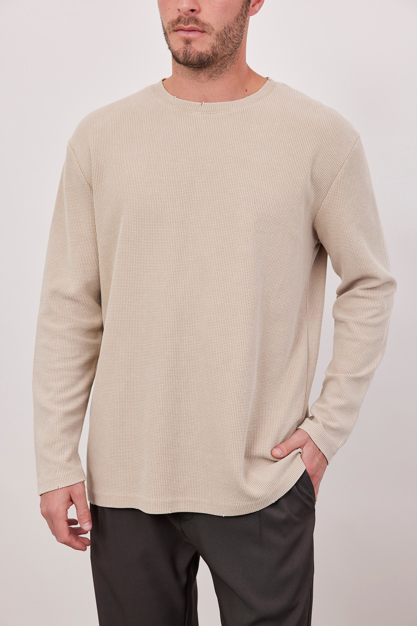 חולצה ארוכה מבד וופל