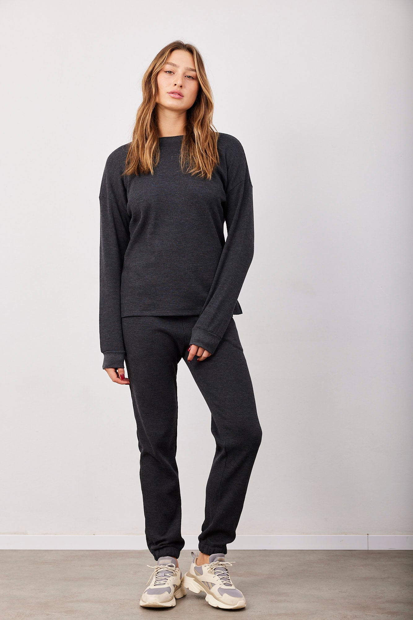 חליפת וופל צווארון עגול - ITAY BRANDS