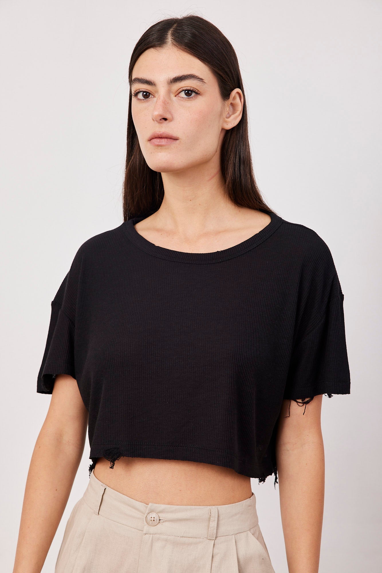 חולצת קרופ קרעים מבד רך - ITAY BRANDS