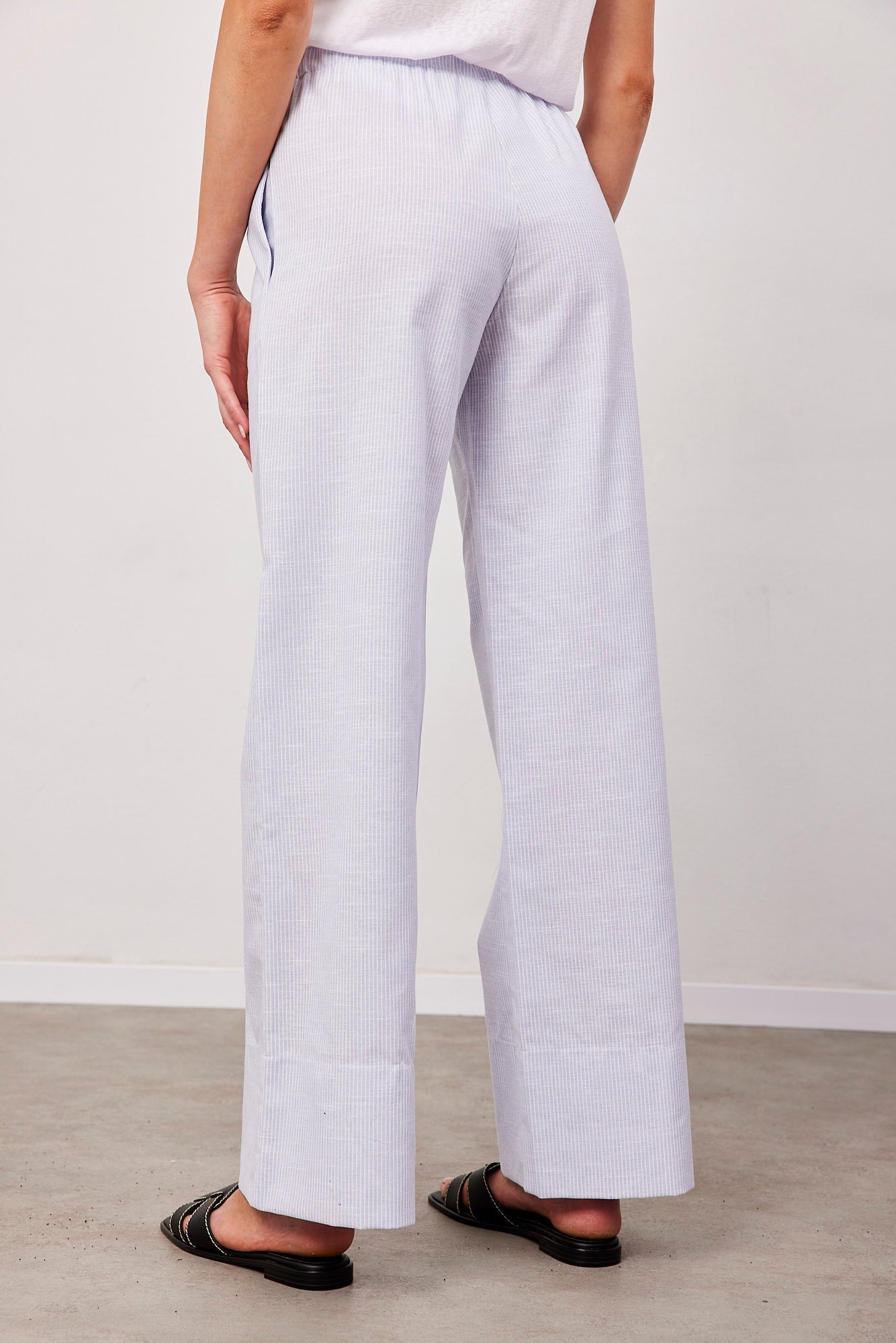 מכנסי פסים בשילוב בד פשתן - ITAY BRANDS