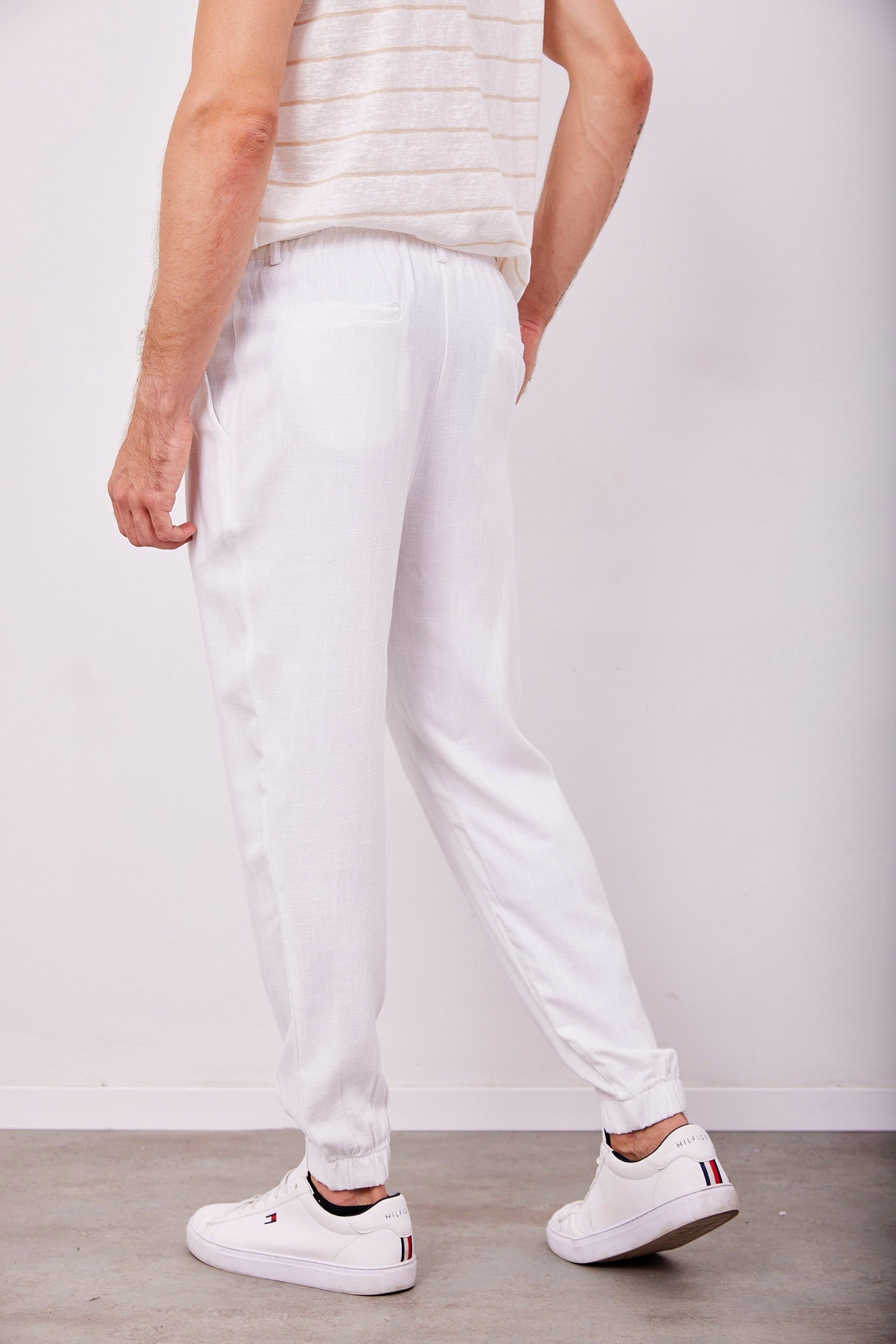 מכנסיים בשילוב בד פשתן עם גומי - ITAY BRANDS