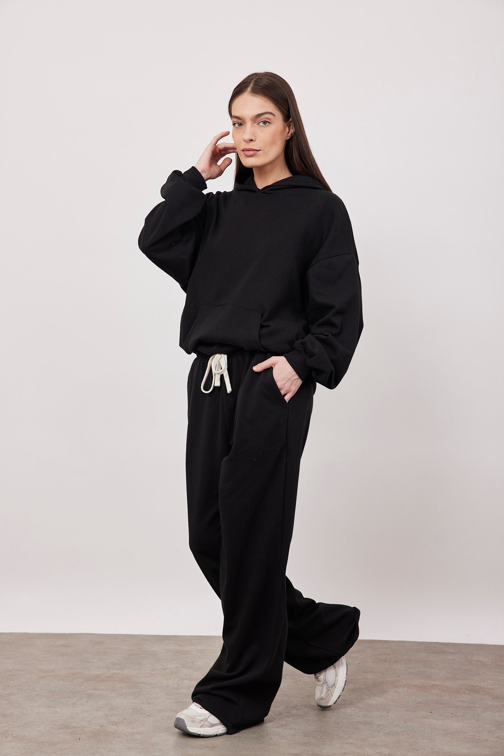 מכנסי פרנץ טרי בסיומת גזורה