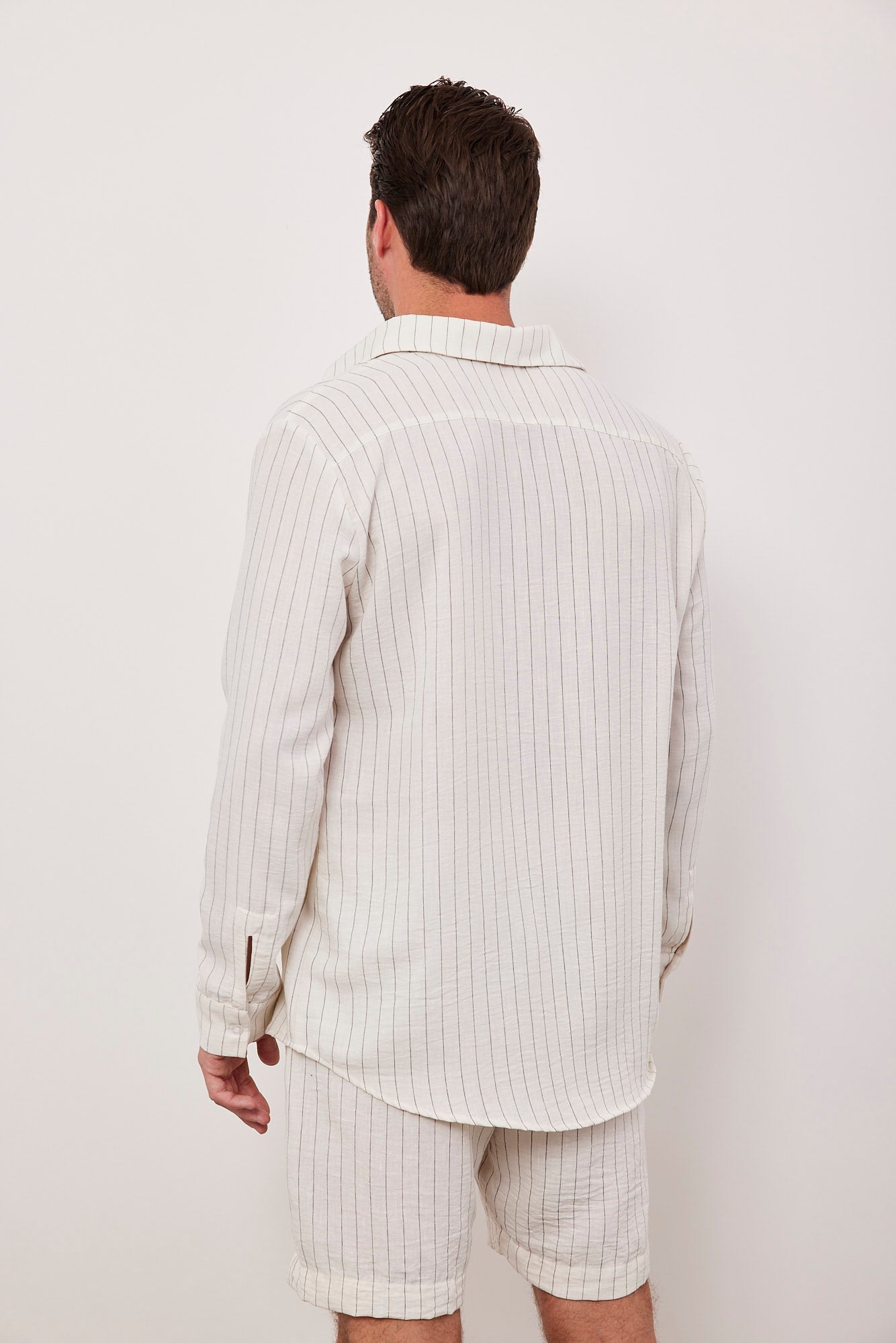 חולצה מכופתרת בטקסטורה בשילוב פשתן - ITAY BRANDS