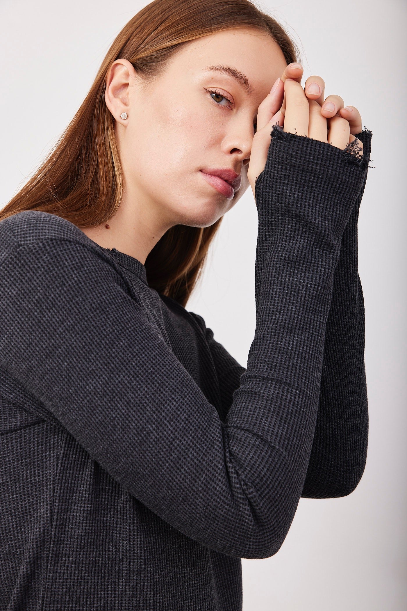 חולצת וופל ארוכה בסיומת פרומה - ITAY BRANDS