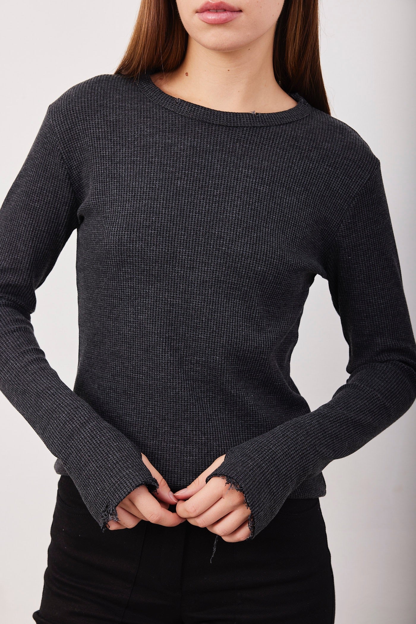 חולצת וופל ארוכה בסיומת פרומה - ITAY BRANDS