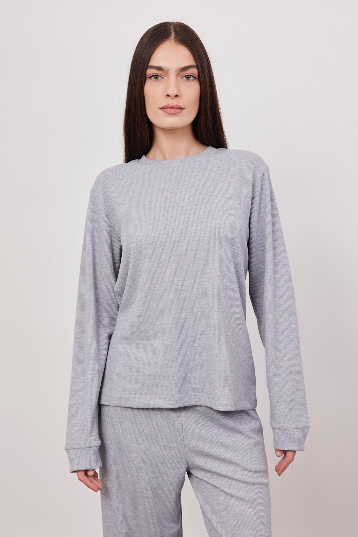 חולצה בד וופל ארוכה