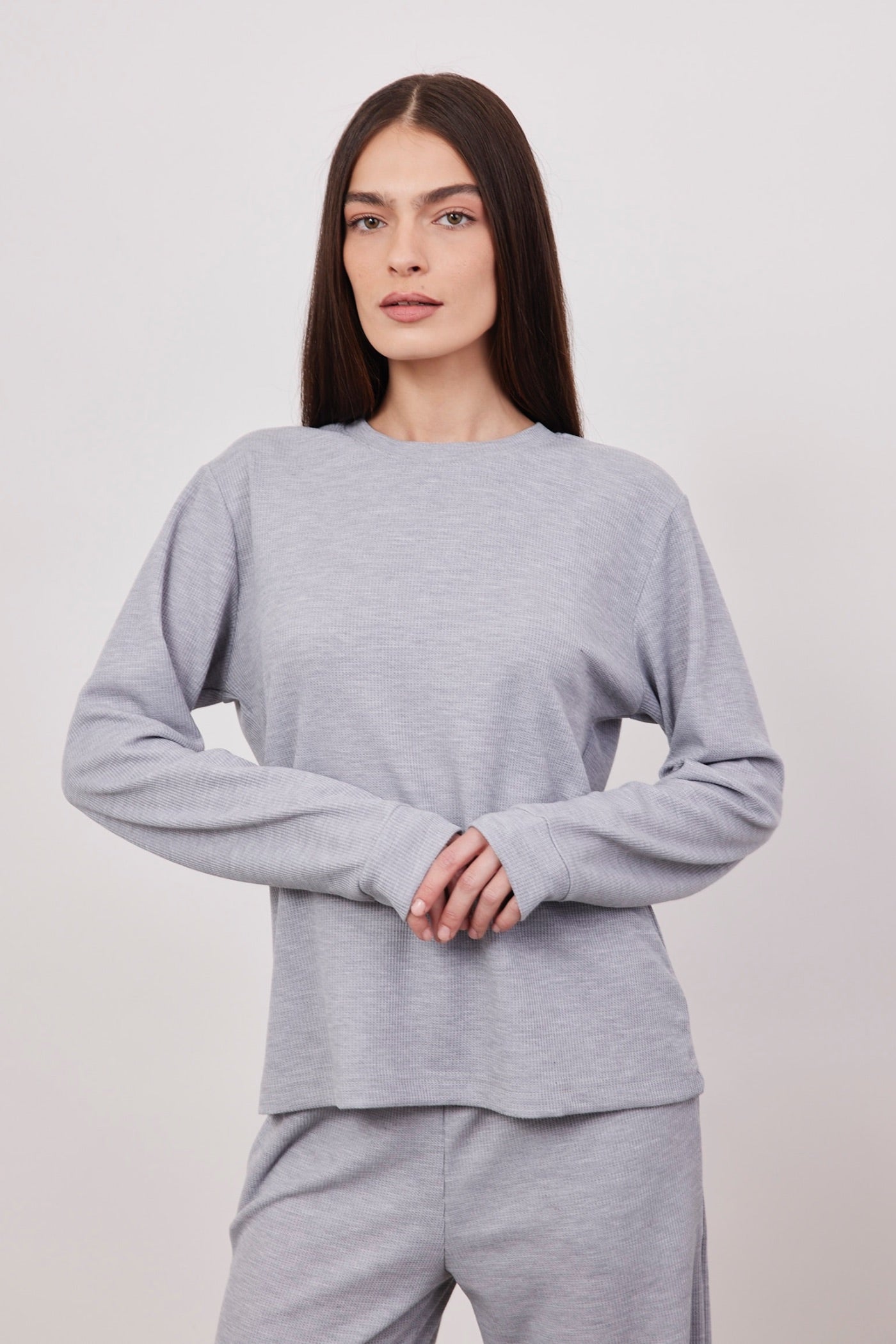 חולצה בד וופל ארוכה