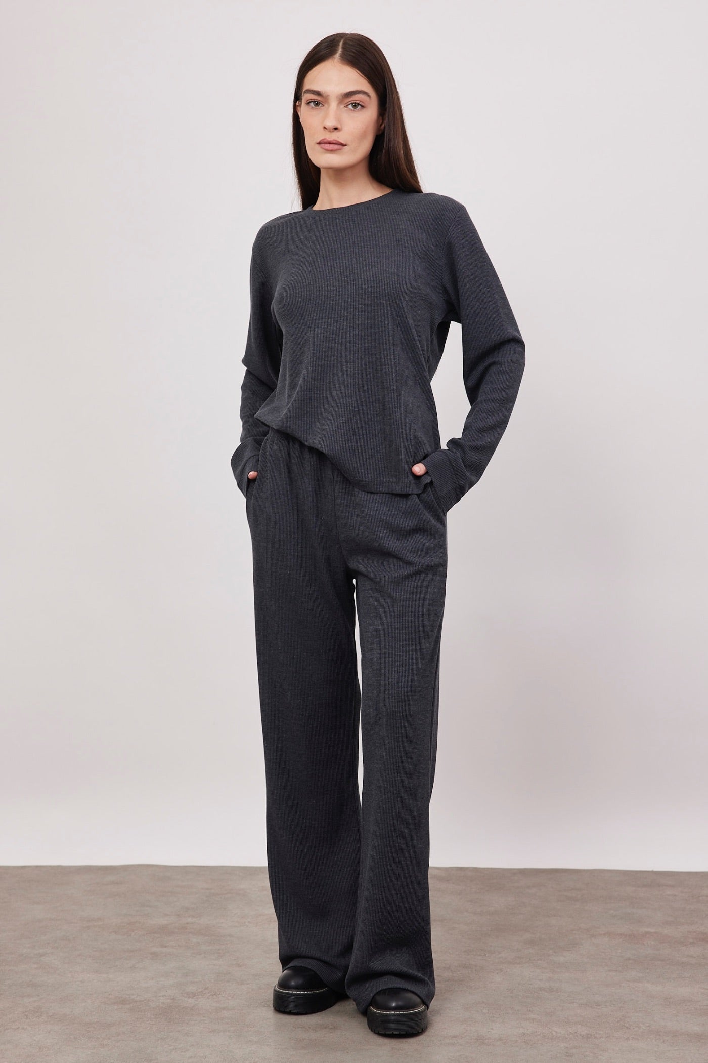 חולצה בד וופל ארוכה