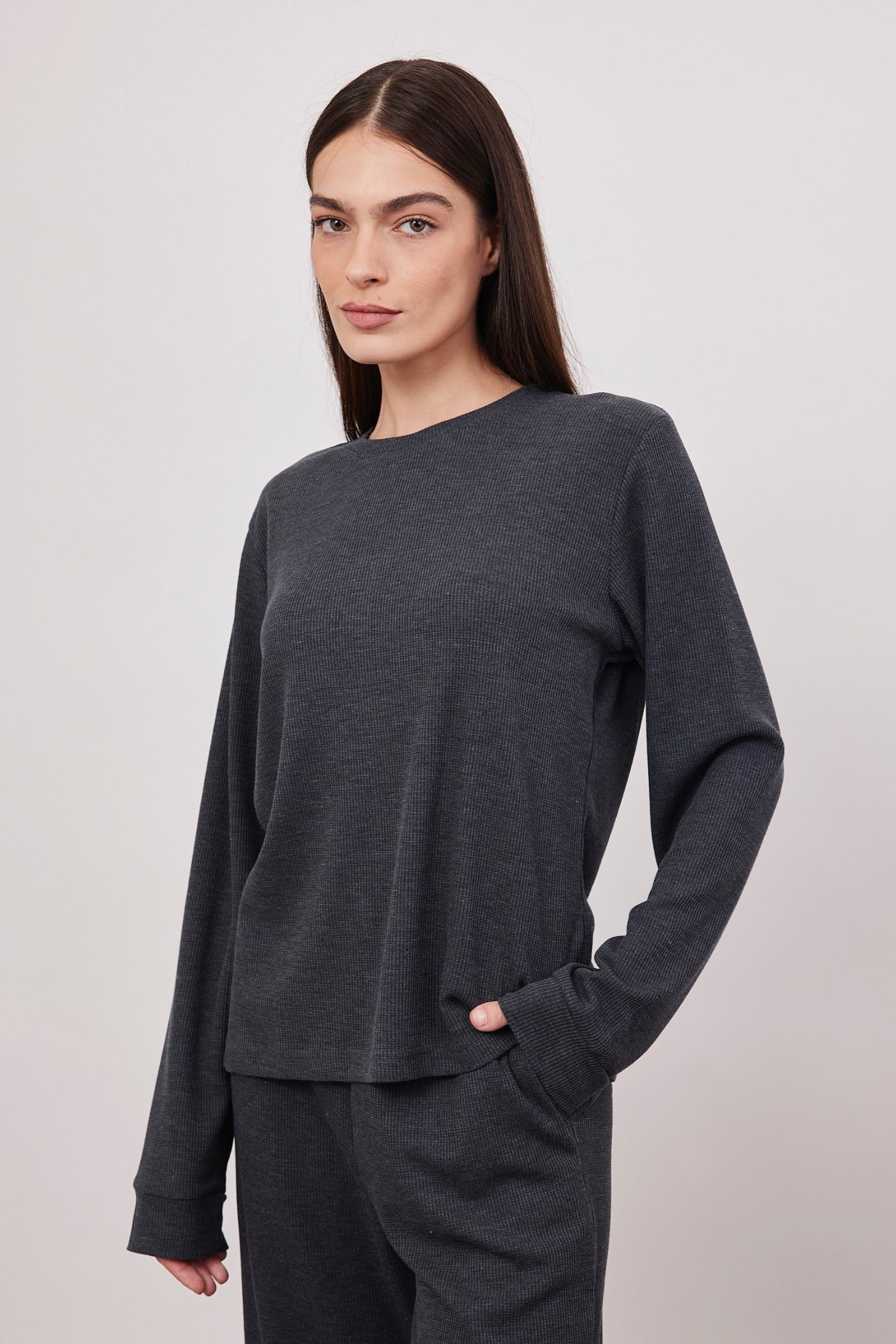 חולצה בד וופל ארוכה