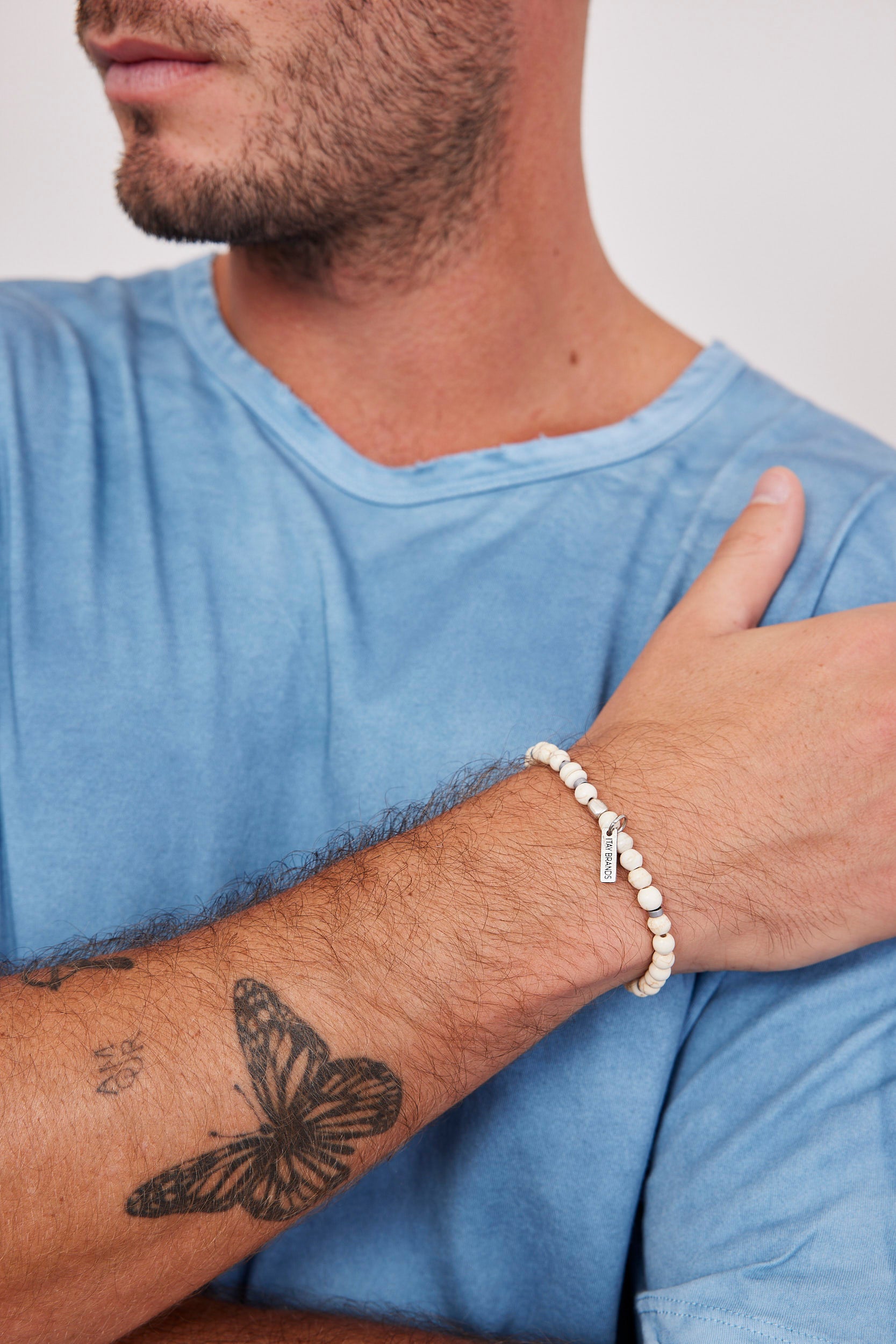 צמיד בשילוב אבני חן בגוון שמנת