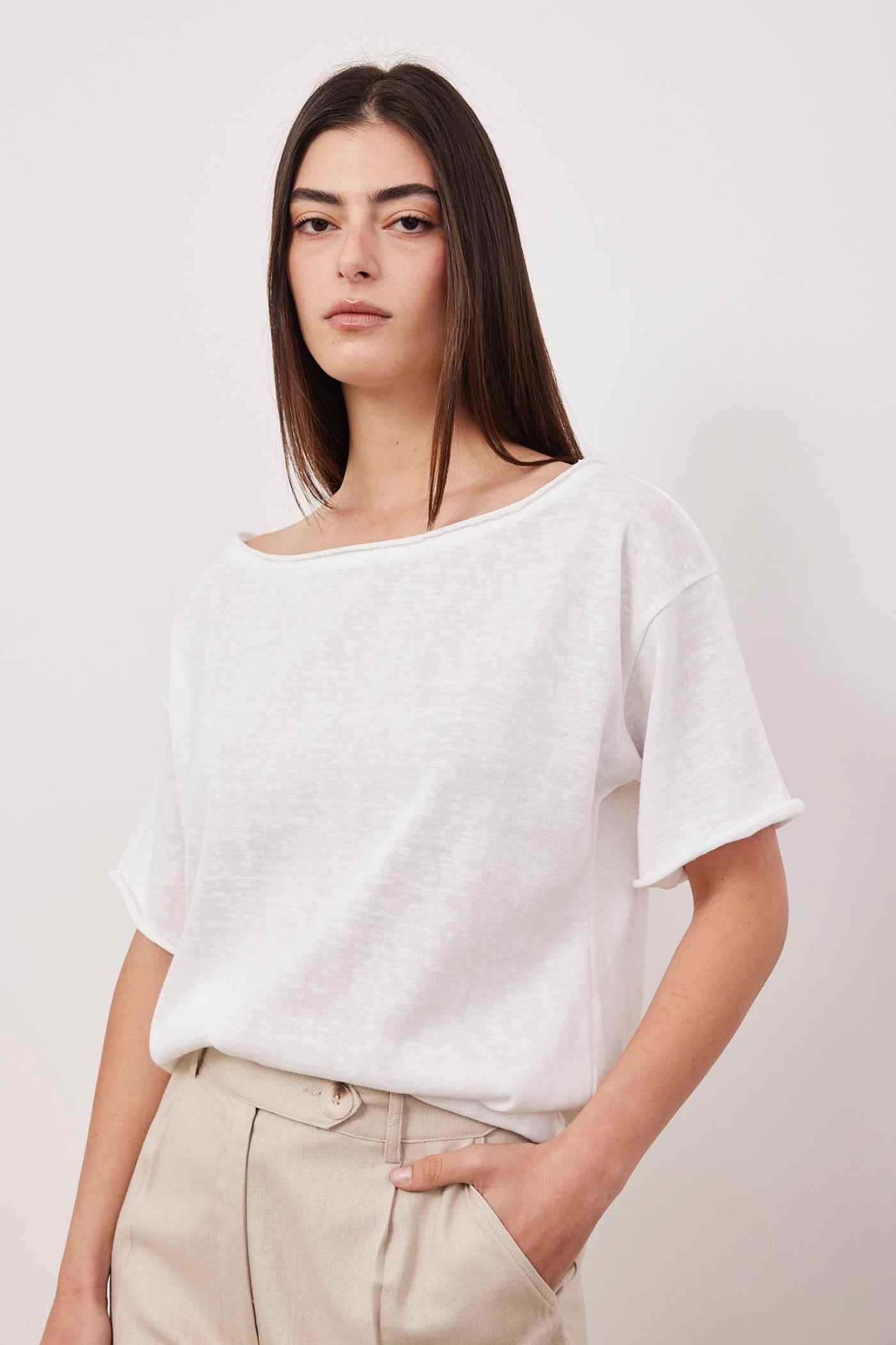 חולצה א-סימטרית במראה פשתן - ITAY BRANDS