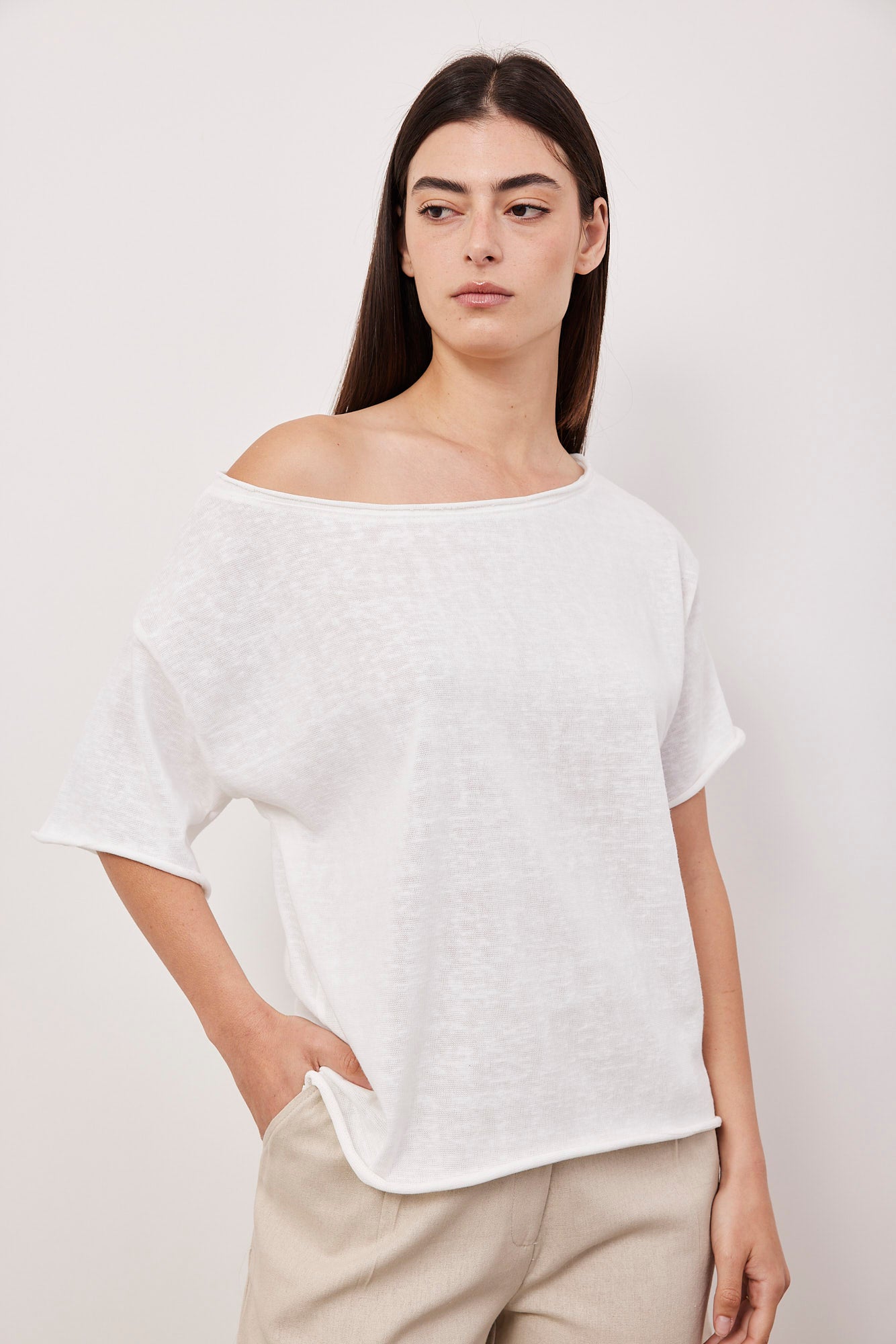 חולצה א-סימטרית במראה פשתן - ITAY BRANDS