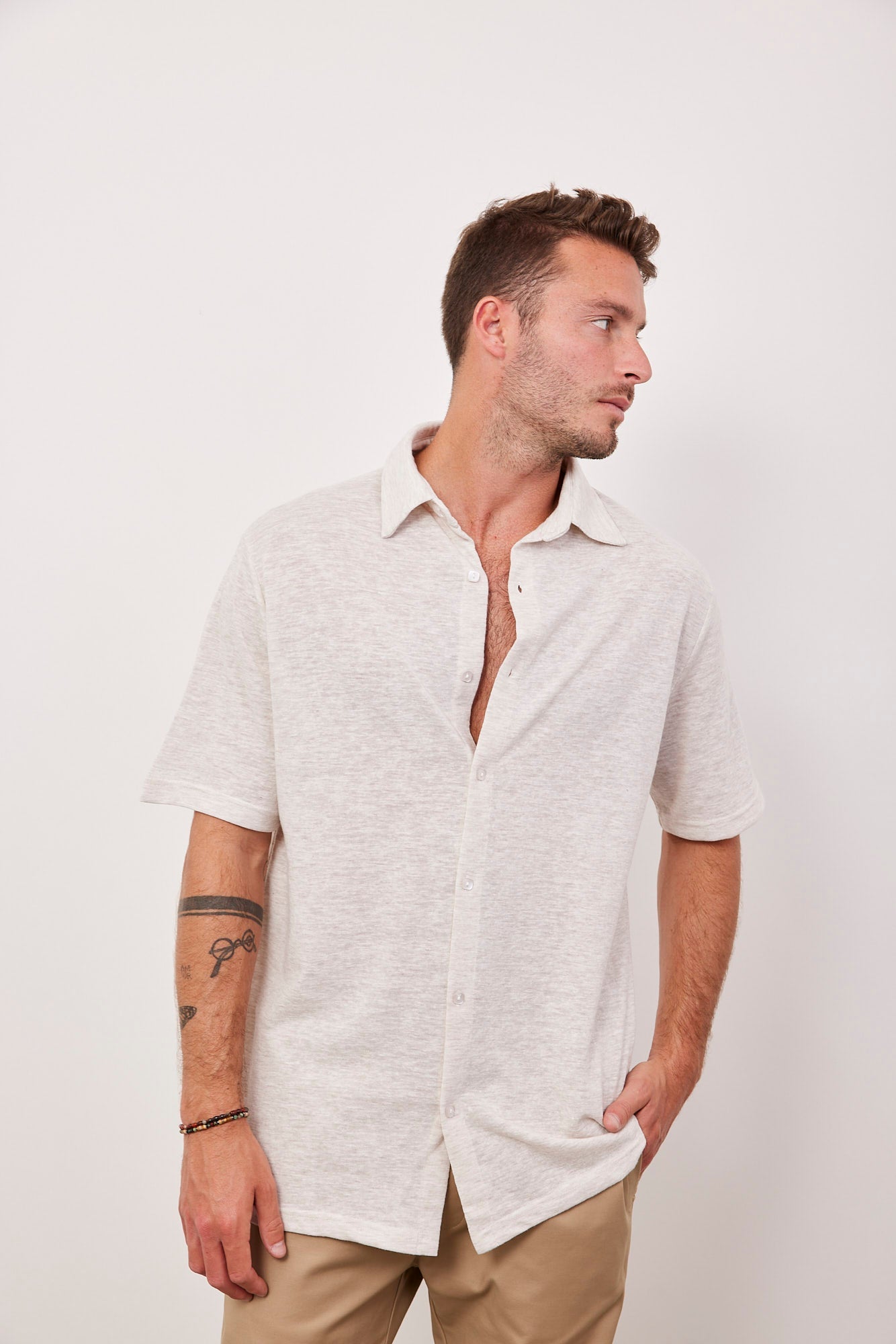 חולצה מכופתרת במראה פשתן - ITAY BRANDS