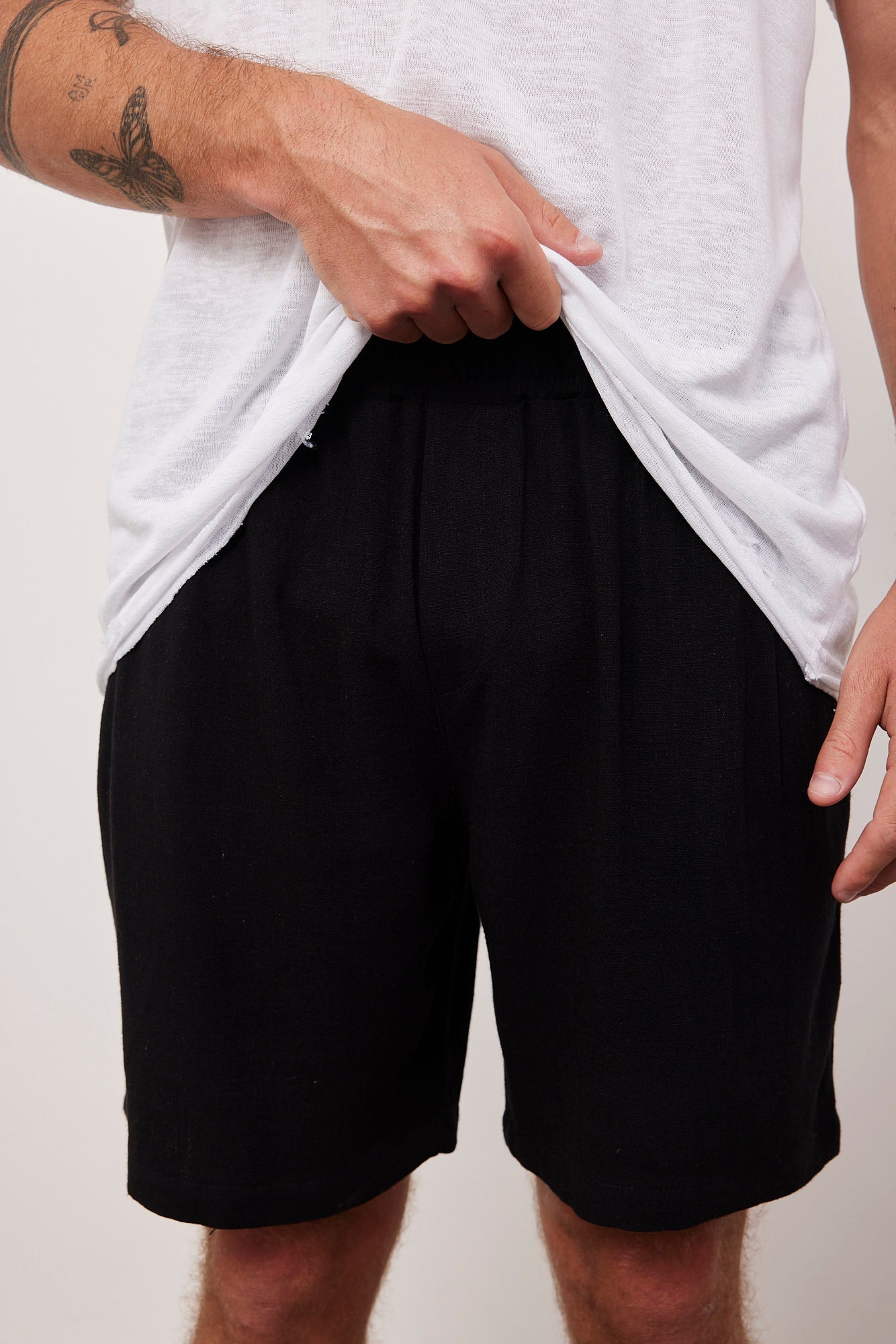 מכנסיים קצרים בשילוב בד פשתן - ITAY BRANDS