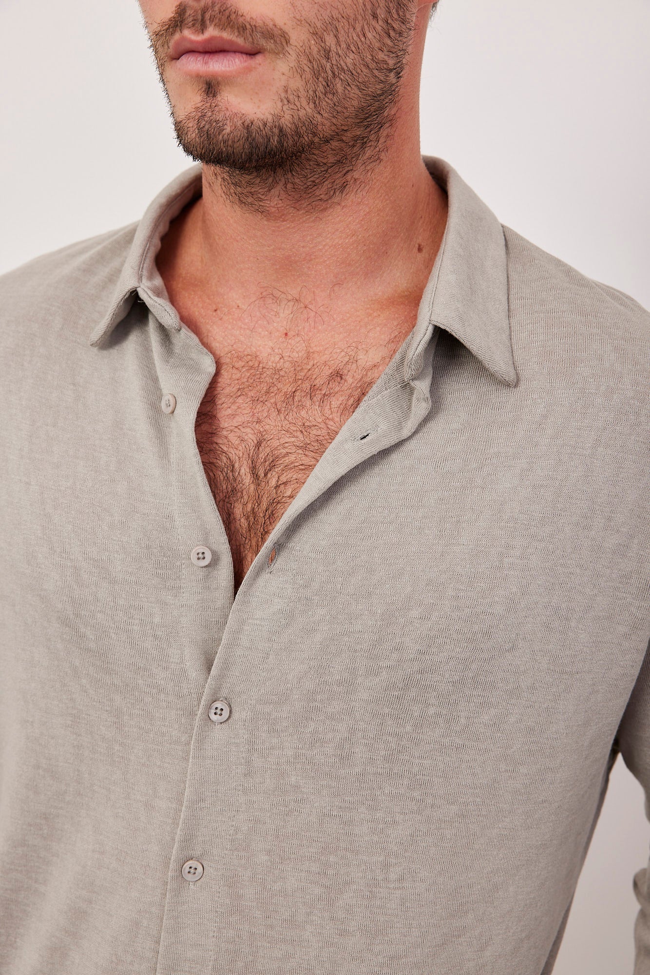 חולצה מכופתרת ארוכה במראה פשתן - ITAY BRANDS