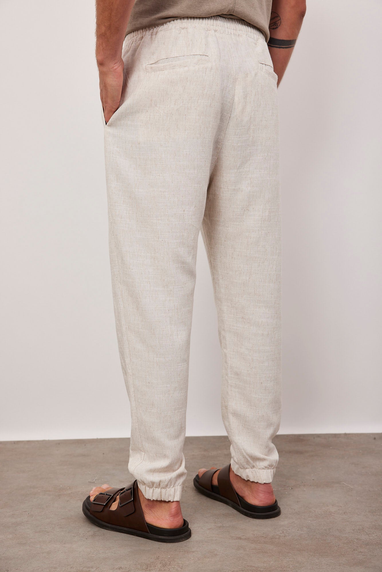 מכנסיים בשילוב פשתן עם גומי - ITAY BRANDS