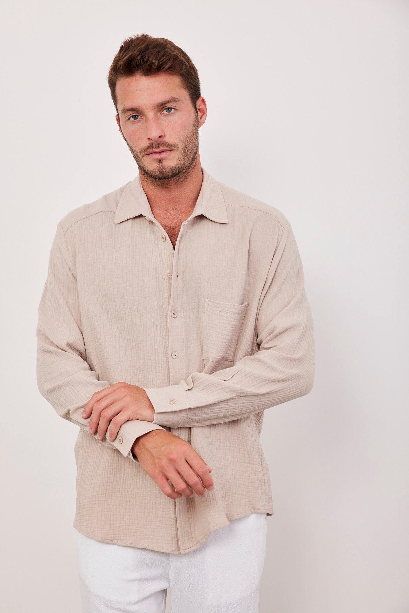 חולצה טטרה ארוכה מכופתרת - ITAY BRANDS