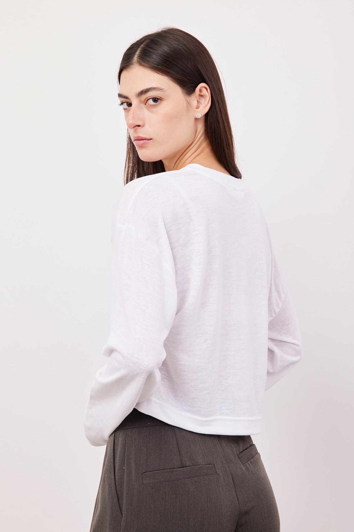 חולצת קרופ ארוכה במראה פשתן - ITAY BRANDS