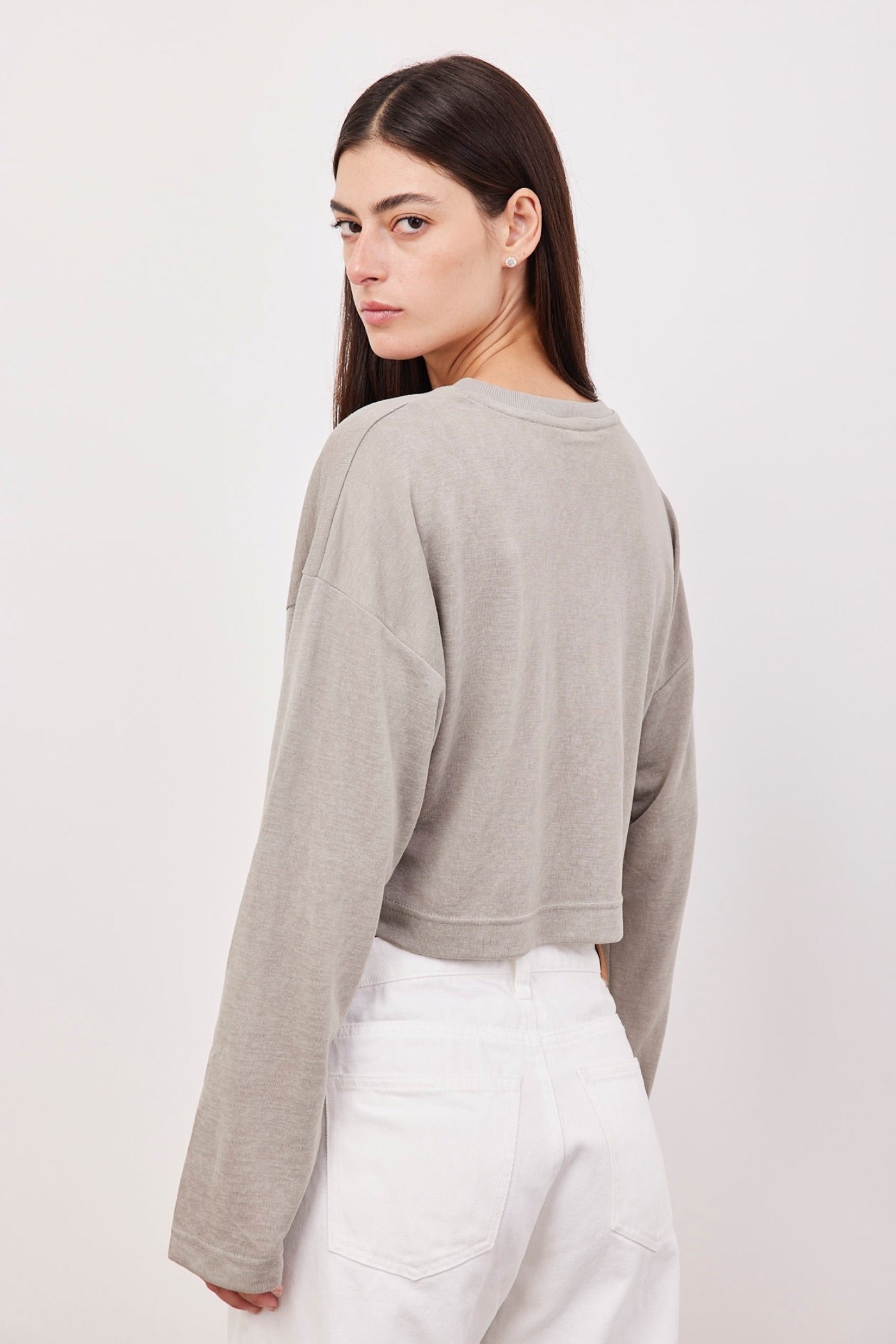 חולצת קרופ ארוכה במראה פשתן - ITAY BRANDS