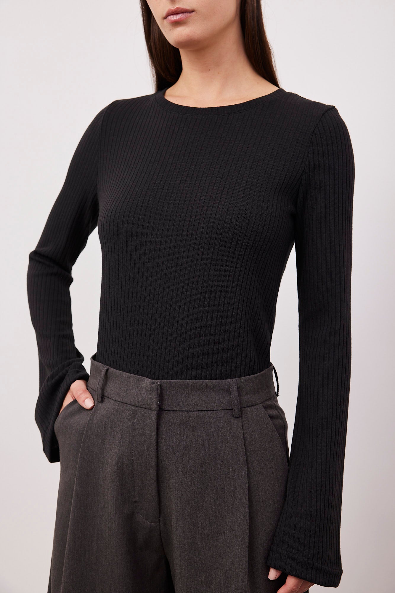 חולצה בטקסטורת פסים עם שרוול מתרחב - ITAY BRANDS