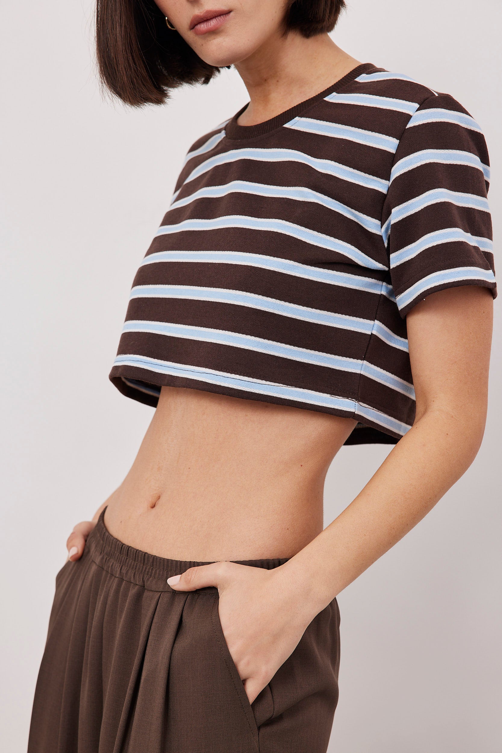 טי שירט קרופ פסים