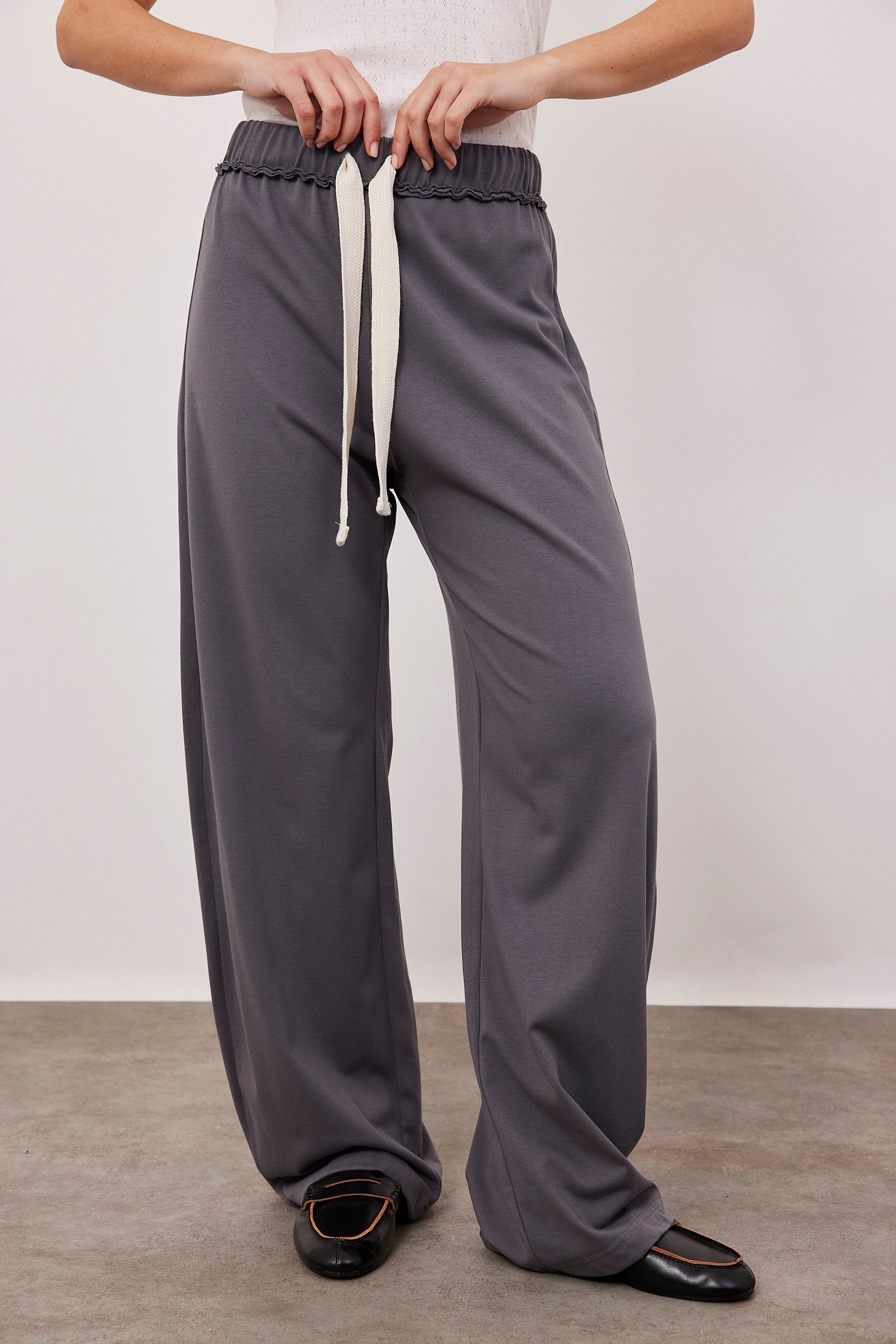 מכנסי כותנה ארוכים עם שרוך