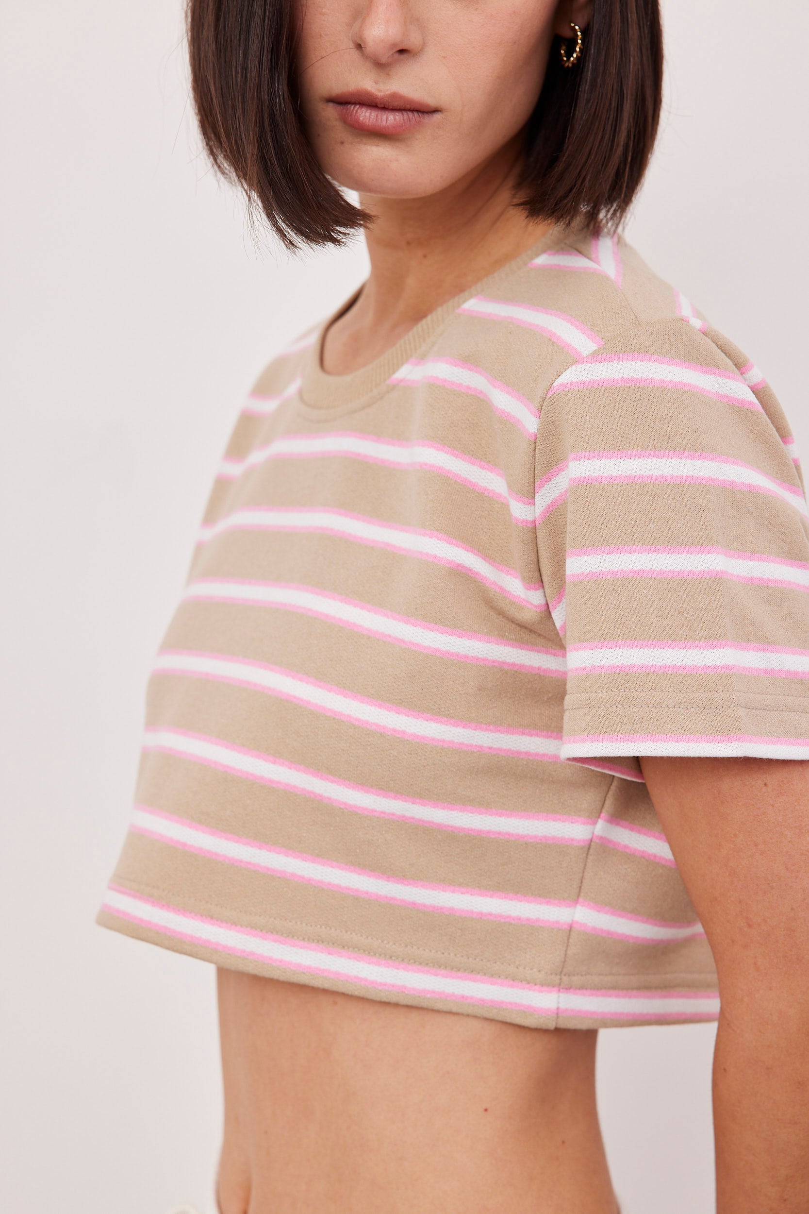 טי שירט קרופ פסים