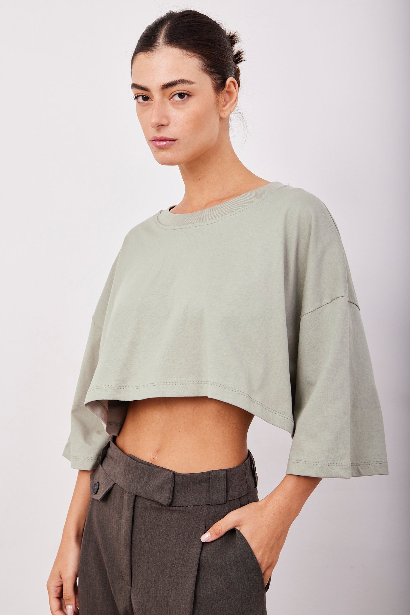 טי-שרט קרופ אוברסייז מכותנה - ITAY BRANDS