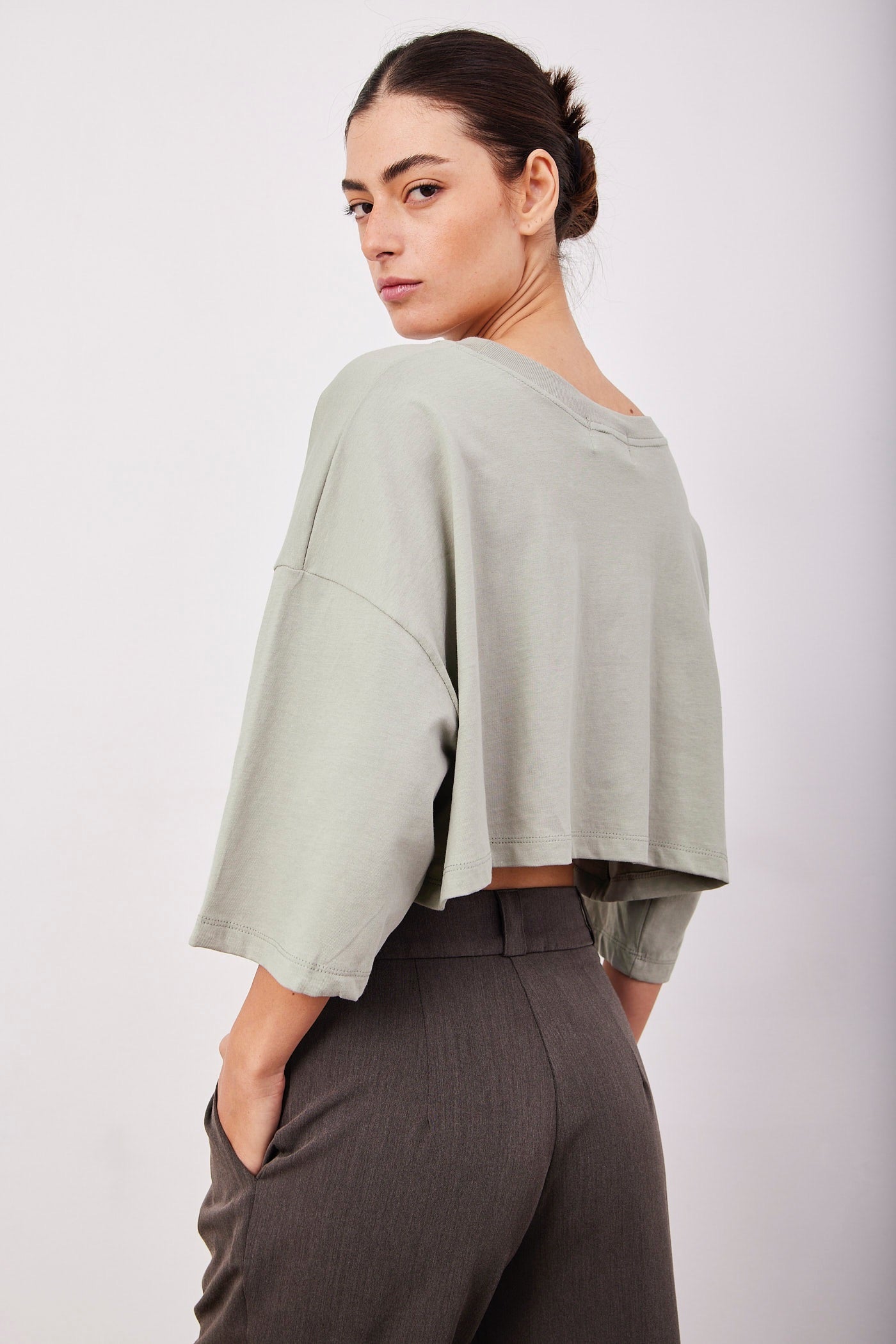 טי-שרט קרופ אוברסייז מכותנה - ITAY BRANDS