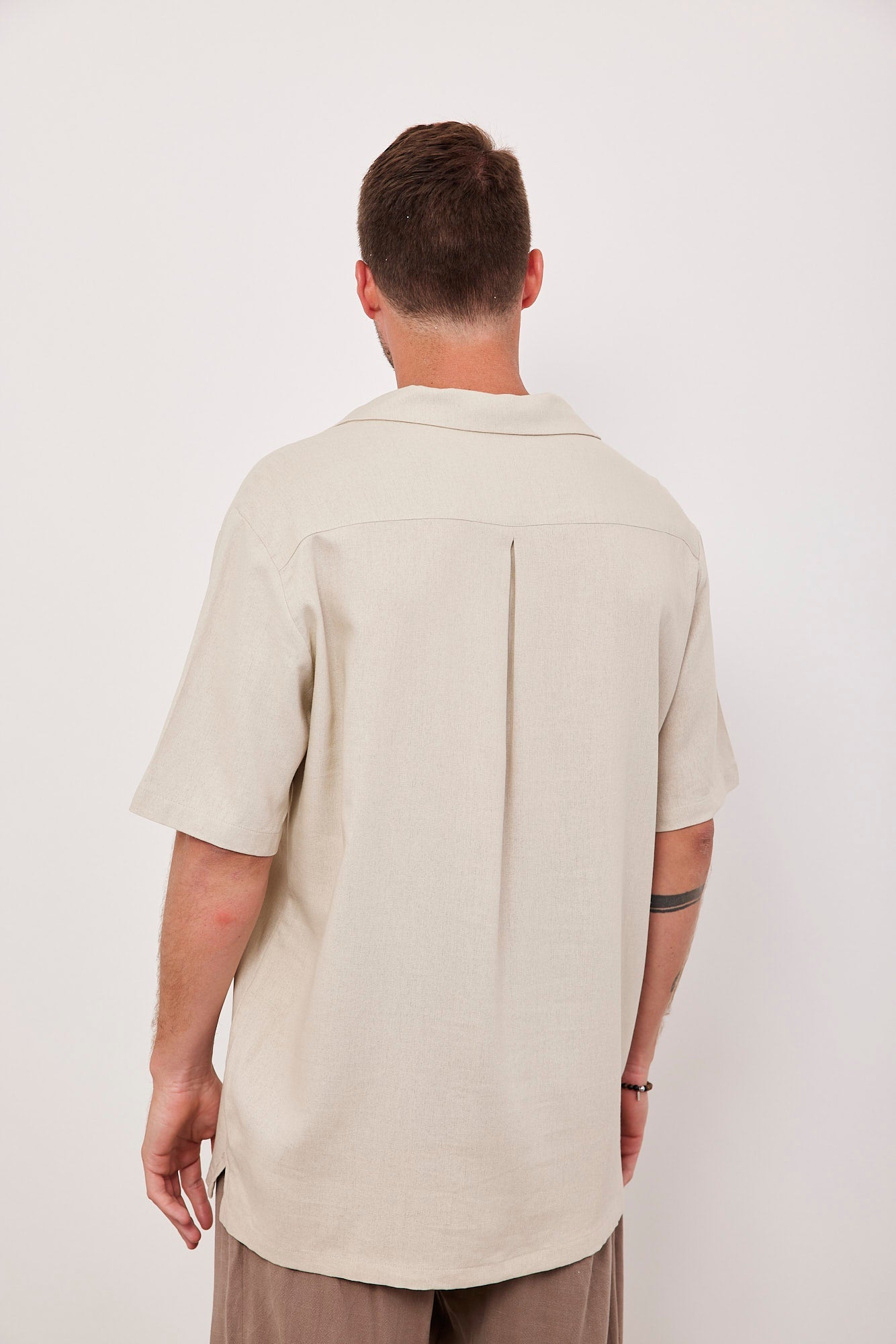 חולצה מכופתרת קצרה בשילוב פשתן - ITAY BRANDS