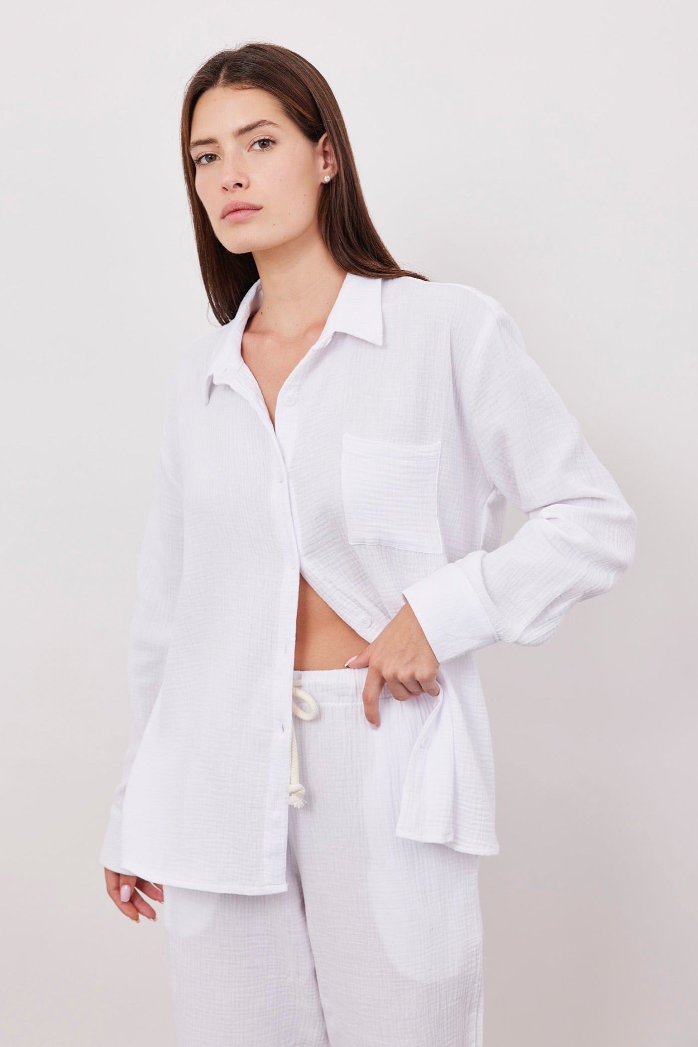 חולצת טטרה מכופתרת ארוכה