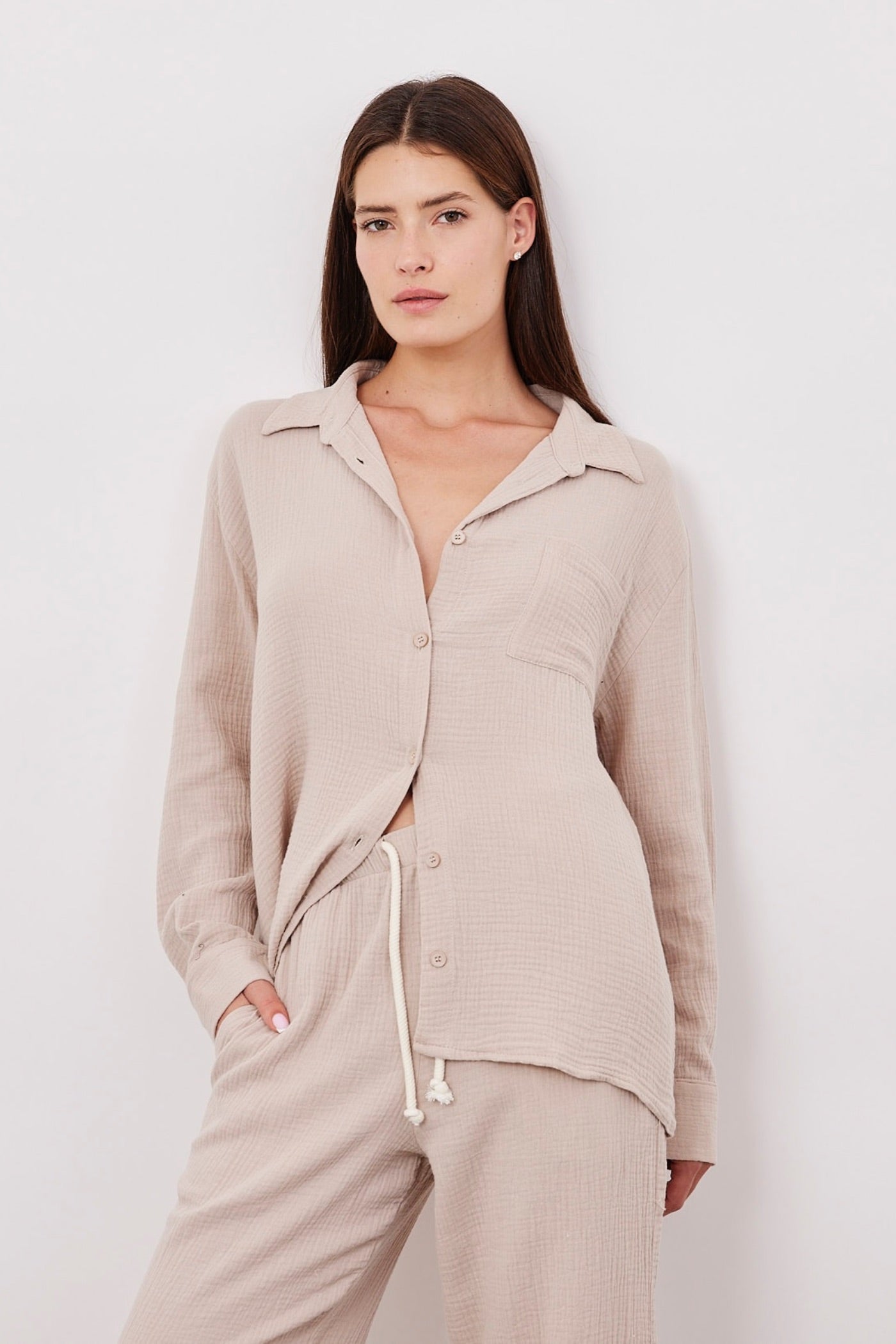 חולצת טטרה מכופתרת ארוכה